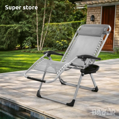 Сгъваем шезлонг, снимка 5 - Градински мебели, декорация  - 54182613