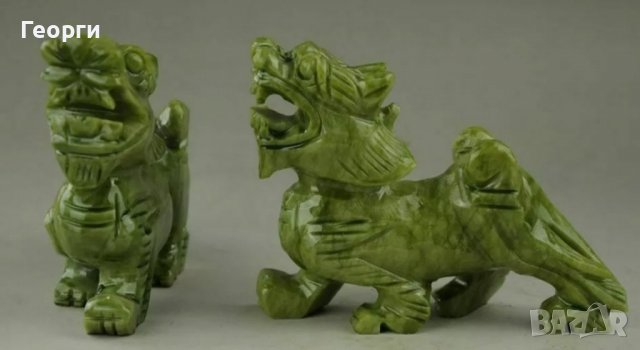 Естествен зелен нефрит, ръчно изработена двойка дракони, снимка 5 - Ръчно изработени сувенири - 37828280