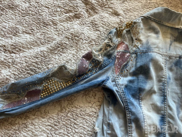 Дънково късо яке с камъни , снимка 6 - Якета - 54329996