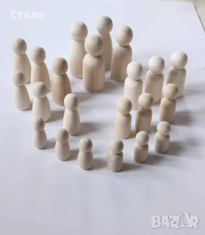 Кутия дървени конусовидни кукли 52бр, снимка 3 - Статуетки - 48085434