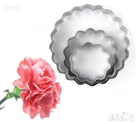 3 бр кръг кръга къдрави за направа на цвете Карамфил метални резци форми сладки фондан резец форма