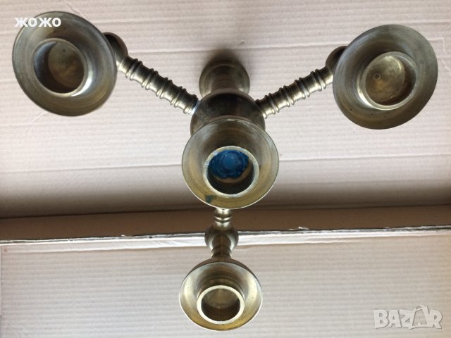  Свещник масивен - тежък от месинг, снимка 4 - Антикварни и старинни предмети - 34248128