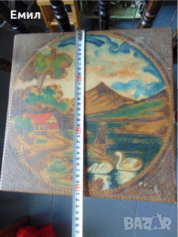 Голяма ръчно рисувана пирографирана кутия, снимка 5 - Колекции - 29232916