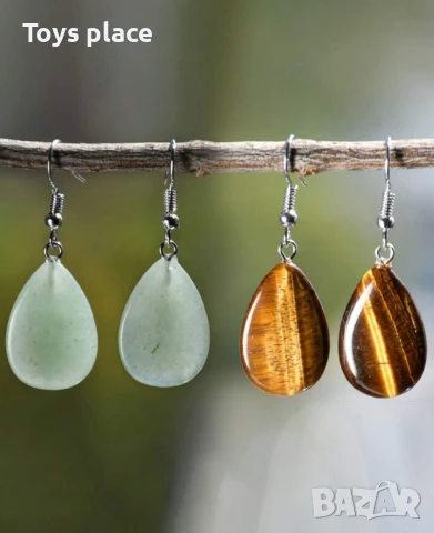 Красиви обеци с естествени камъни , снимка 8 - Обеци - 50971811