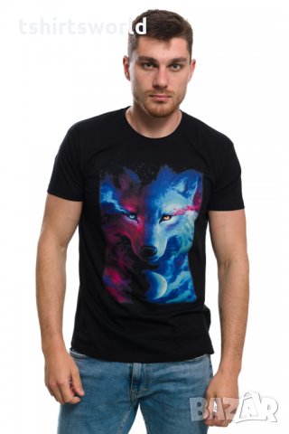 Нова мъжка тениска с дигитален печат Вълк, GALAXY WOLF, Серия вълци, снимка 3 - Тениски - 29040524
