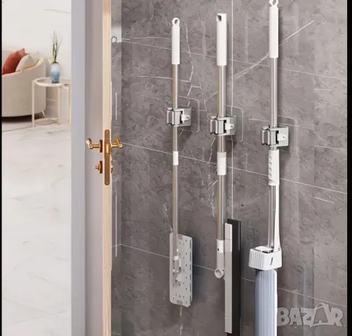 Държачи за Моп и Метла PANLYNNER – 4 бр. Самозалепващи Стенни Органайзери Без Пробиване Универсални!, снимка 5 - Други - 49939956