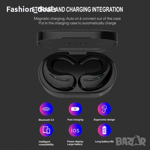 Нови безжични спортни слушалки IPX5 водоустойчиви с кутия за задеждане , снимка 3 - Калъфи, кейсове - 33773745