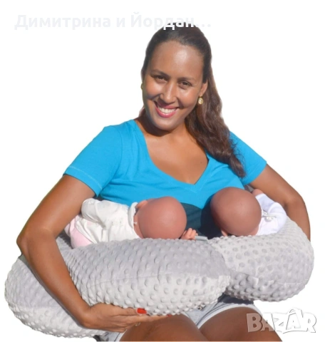 Възглавница за хранене за близнаци сиво минки, снимка 2 - Стоки за близнаци - 53155847