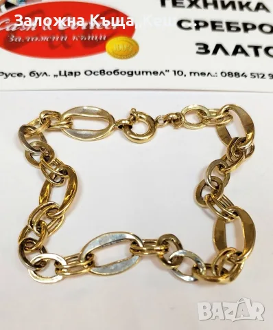 Златна гривна 14К.Тегло 4.55 гр.Дължина 19 см.Цена 345 €., снимка 2 - Гривни - 56205454