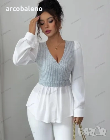 Елегантна дамска риза с дълъг ръкав с пачуърк, 3цвята , снимка 4 - Ризи - 51465012