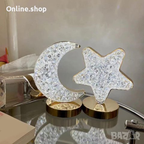 LED кристална лампа, декоративна, настолна, сензорна, снимка 2 - Лед осветление - 42454401
