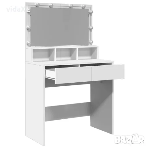 vidaXL Тоалетка с LED, бяла, 80x41x134,5 см, снимка 9 - Тоалетки - 56148128