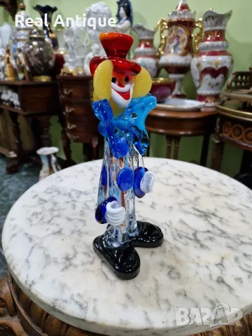 Прекрасна антикварна колекционерска италианска  фигура клоун мурано , снимка 4 - Декорация за дома - 50070302