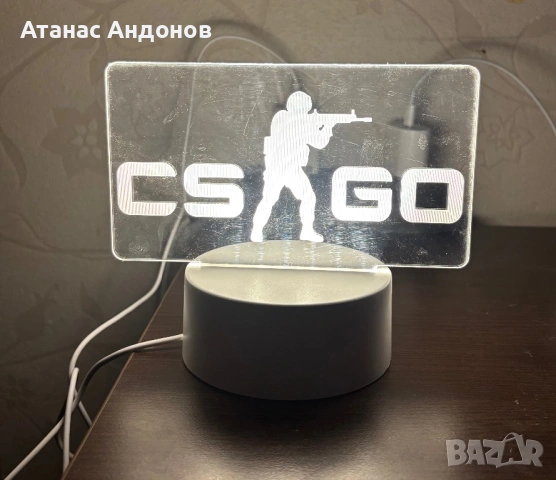 3D нощна лампа с логото на Counter Strike, снимка 3 - Настолни лампи - 53113811