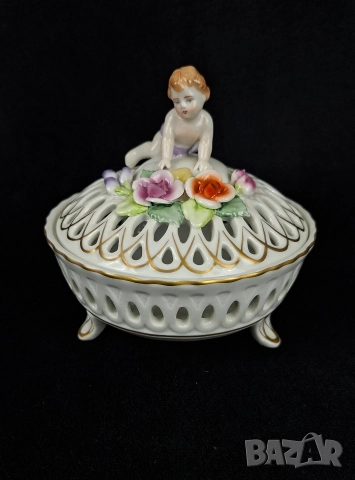 Ажурна бонбониера с капак - PMP, Германия, снимка 2 - Декорация за дома - 52612532