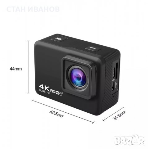  Спортна екшън камера AUSEK AT-Q37CR, 4K, 60FPS, 170 градуса, Wi-Fi, HDMI, Аксесоари, Черна, снимка 15 - Камери - 37995450