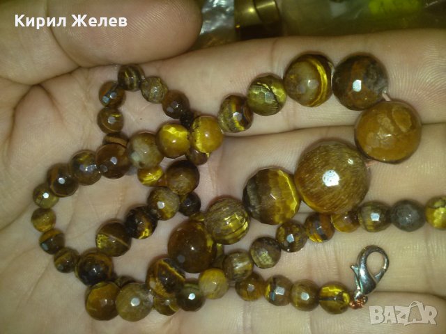 ПРЕКРАСЕН ФАСЕТИРАН КАМЪК ТИГРОВО ОКО АРТ - КОЛИЕ 9902, снимка 2 - Колиета, медальони, синджири - 29555956