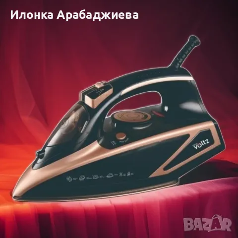 Ютия Voltz, 3000W, 420мл., Керамична плоча, Черна със златно, снимка 1