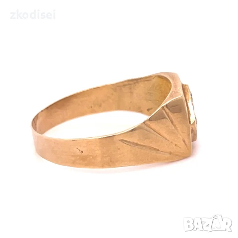 Златен мъжки пръстен 4,02гр. размер:64 14кр. проба:585 модел:32646-6, снимка 3 - Пръстени - 51018088