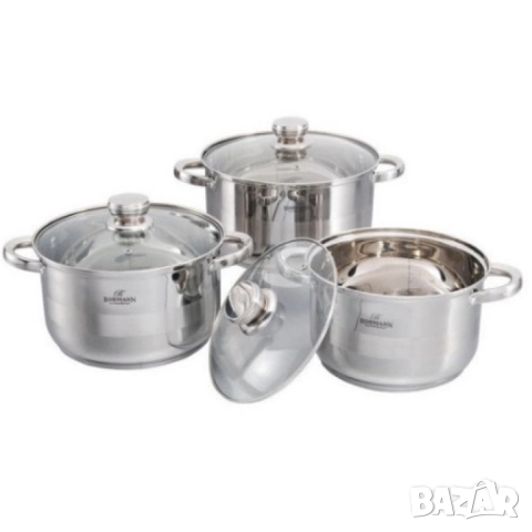 Комплект тенджери Bohmann, 22/24/26см. , Неръжд. Стомана, снимка 2 - Съдове за готвене - 52142378