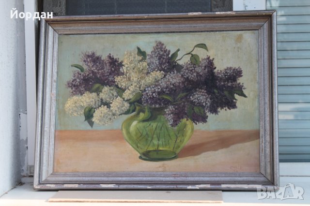 Маслена картина върху шперплат с дървена рамка, снимка 1 - Колекции - 38334136