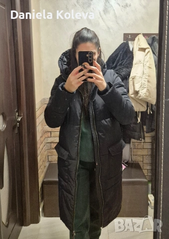 Дамско зимно дълго яке с качулка – OBJECT, размер XS, снимка 2 - Якета - 53012505
