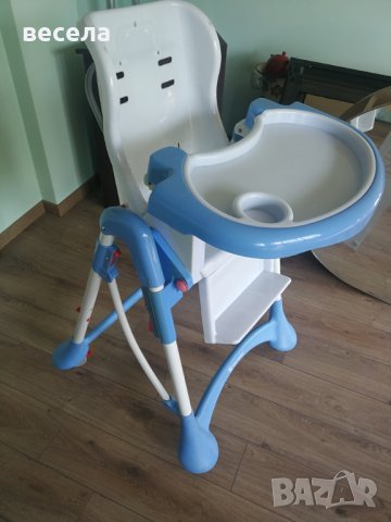 Столче за хранене, използвано, син цвят с колелца, снимка 8 - Столчета за хранене - 29869544