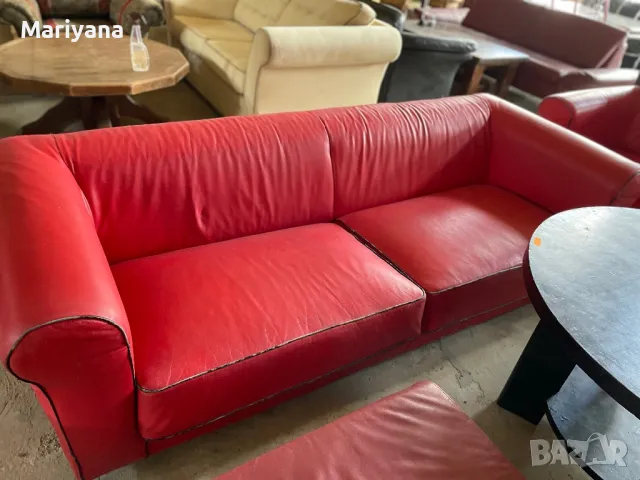 Кожен диван и фотьойл