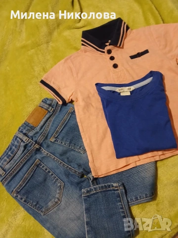 Дънки Зара с 2 блузки подарък, снимка 4 - Комплекти за бебе - 53929577