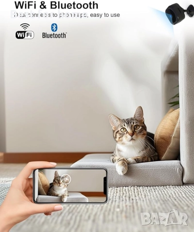 WiFi вътрешна охранителна камера с нощно виждане, детектор на движение, широкоъгълен обхват, снимка 2 - Други - 51822975