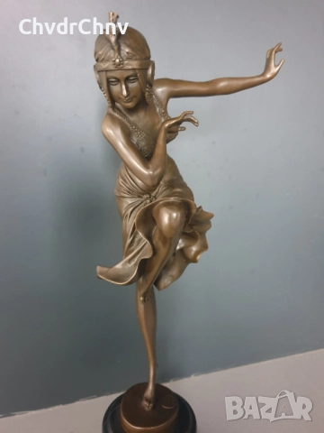 39см-4кг Chiparus статуетка/френска бронзова скулптура/Арт Деко фигура кабаретна танцьорка-балерина, снимка 2 - Статуетки - 52469095
