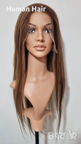 Естествена перука от бразилска коса 70-75 см - Lace Front 13x6, кафява с руси кичури, 200% плътност, снимка 7 - Аксесоари за коса - 53375152