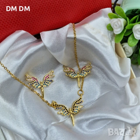 Angel Wings Rainbow Set комплект колие и обеци ✨ с позлата