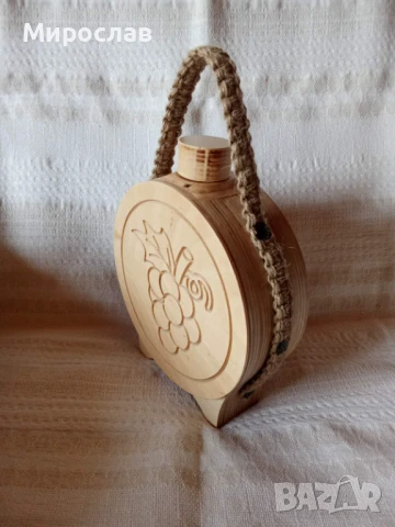 Дървена бъклица със стъклен контейнер 350мл., снимка 3 - Декорация за дома - 50482292