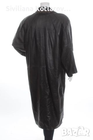 Дамско дълго манто - естествена кожа , черно с акцент около яката, снимка 2 - Палта, манта - 52508991