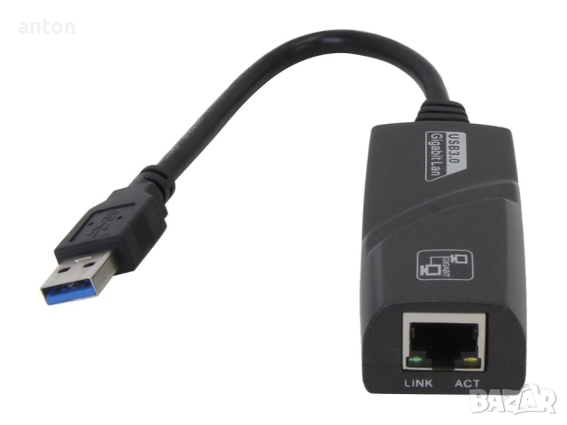 мрежова карта 1000Mbps USB3.0 Wired USB To Rj45 Gigabit Lan Ethernet Adapter Network Card RTL8153, снимка 2 - Кабели и адаптери - 44637946