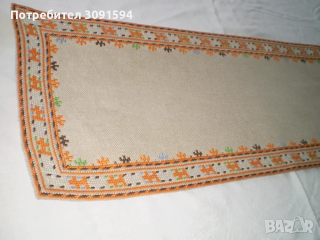 винтидж покривка за маса, ръчно бродирана   ленена покривка за маса, снимка 7 - Покривки за маси - 51012934