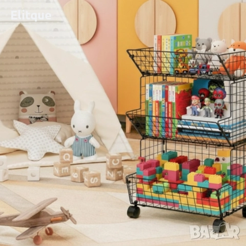 Практичен стелаж на колелца с 3 нива - компактно решение за кухня, антре и детска стая, снимка 5 - Други стоки за дома - 52919474