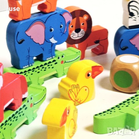 НОВИ! Дървена игра пирамида баланс с животни 18 броя 19 части, снимка 4 - Образователни игри - 40250981