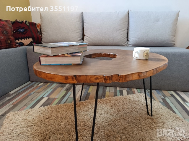 Холна маса от масивен плот с жив ръб, снимка 4 - Маси - 52335573