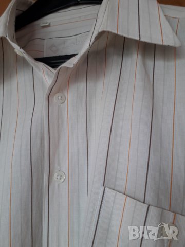 Мъжка риза дълъг ръкав Lobus Giovanni бяла с цветни райета 41/42, снимка 5 - Ризи - 29163259