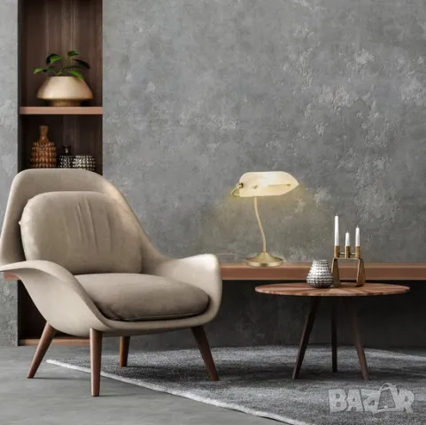 Банкерска лампа  - бял абажур - нотариална лампа E14, снимка 3 - Настолни лампи - 47961858