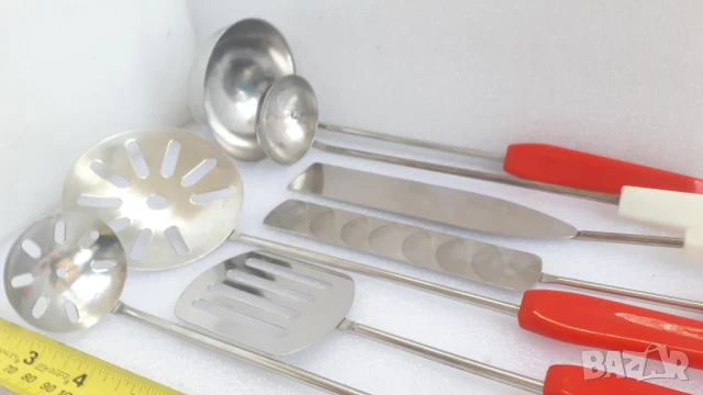 Лот метални кухненски прибори за готвене, червени и бели, снимка 7 - Прибори за хранене, готвене и сервиране - 51139657