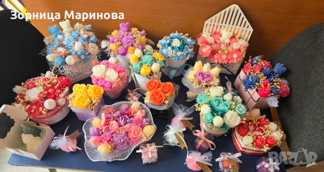 Ароматни букети от свещи, ръчна изработка , снимка 18 - Декорация за дома - 50538090