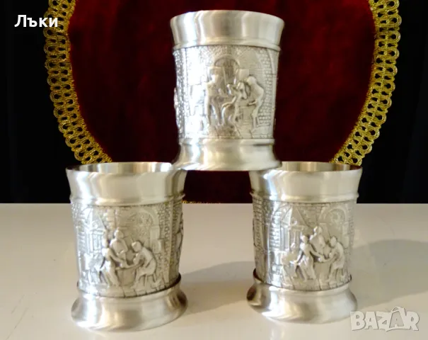 Чаши от калай с релефни картини Сватба. , снимка 9 - Антикварни и старинни предмети - 48176253