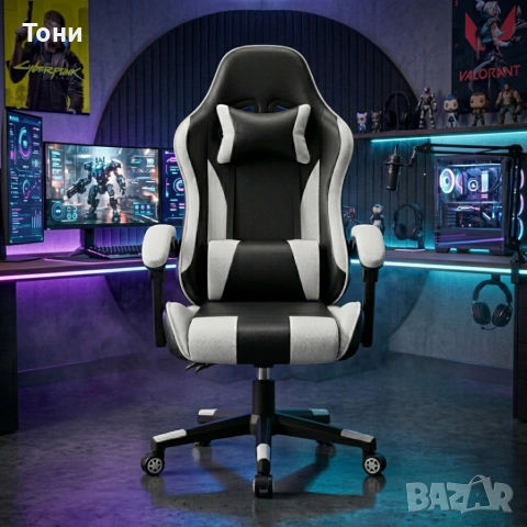 Ергономичен офис и геймърски стол – Максимален комфорт за гърба и врата, регулируем, снимка 10 - Столове - 54232713