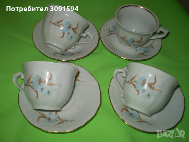 Комплект 4чаши и чинийки за кафе порцелен