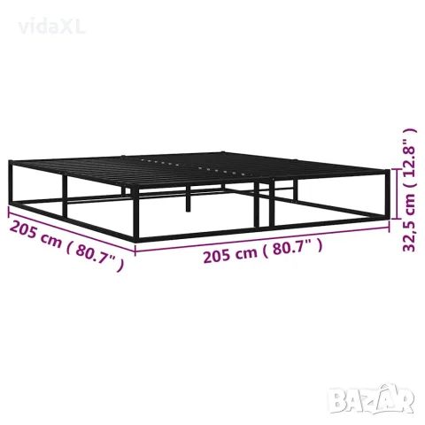 vidaXL Рамка за легло, черна, метал, 200x200 cм, снимка 7 - Спални и легла - 56146785