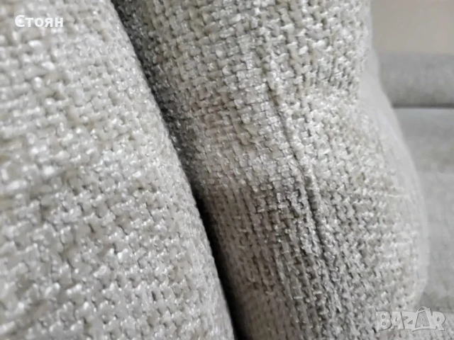 Сив диван от плат двойка с ръчен релаксиращ механизъм, снимка 4 - Дивани и мека мебел - 50886803