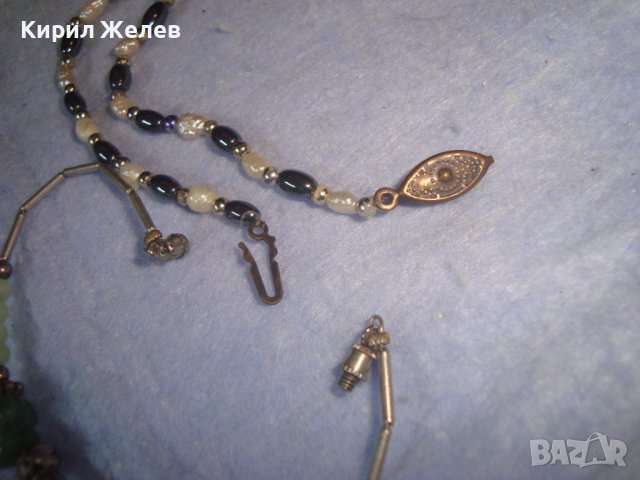 2 МЪНИСТЕНИ ХЕНД МЕЙД АРТ ГРИВНИЧКИ с ХЕМАТИТ и ПЕРЛИЧКИ и НЕФРИТ 15325, снимка 2 - Гривни - 37045908